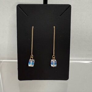 Elegant Rainbow Fluorite Crystal Drop Earrings